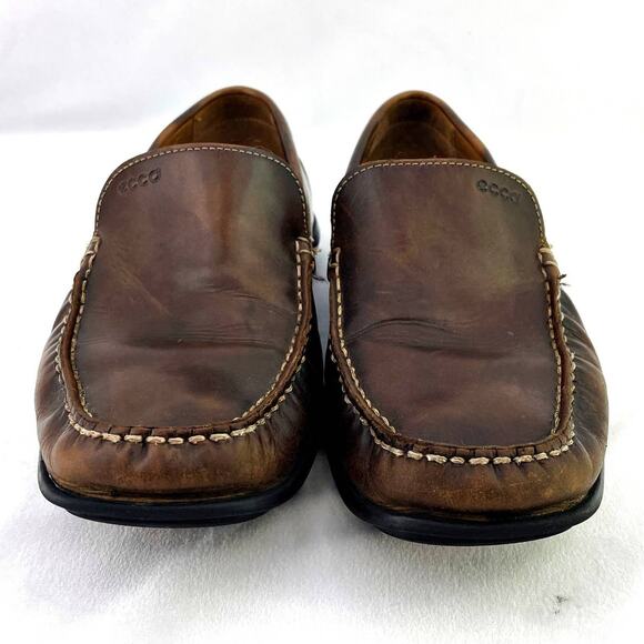 ECCO Vegetable Tanned Brown Leather Slip-On Loafers Shoes Size 43 EU 9 US main image 4